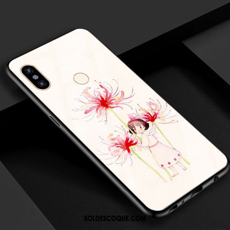 Coque Xiaomi Mi Max 3 Noir Rouge Miroir Étui Fleur France