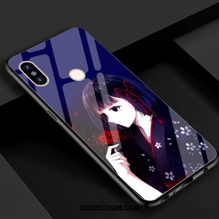 Coque Xiaomi Mi Max 3 Noir Rouge Miroir Étui Fleur France