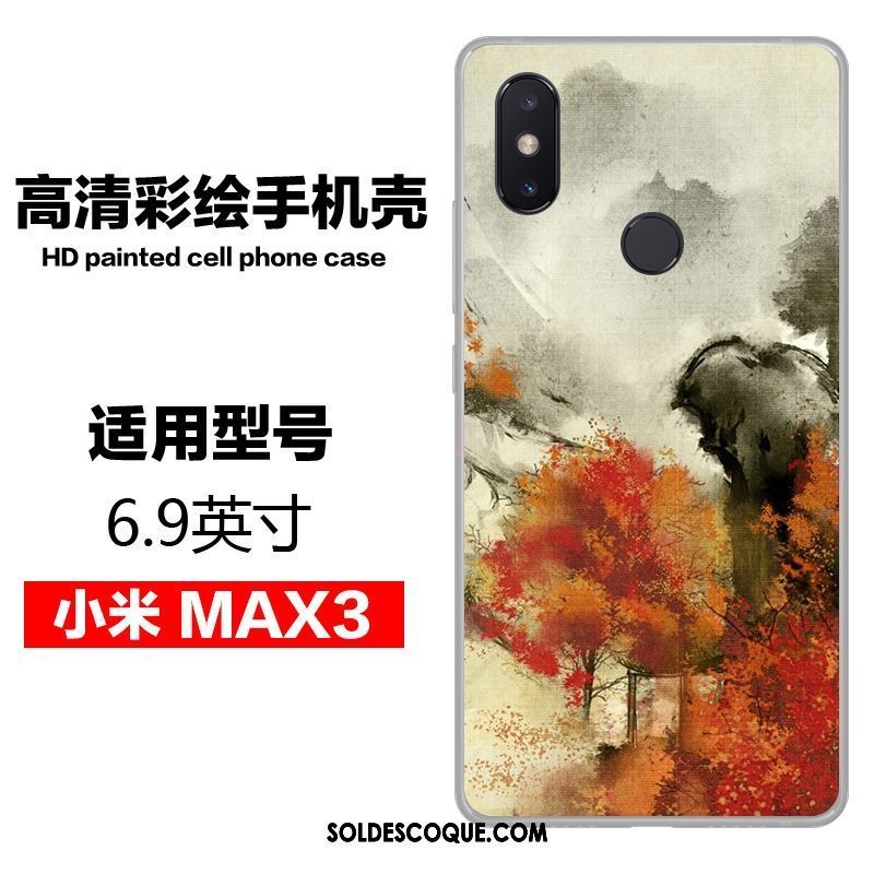 Coque Xiaomi Mi Max 3 Peinture Petit Téléphone Portable Bleu Fluide Doux Pas Cher