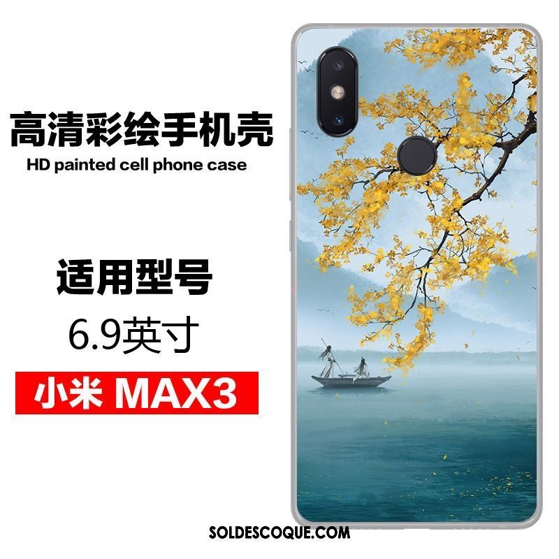 Coque Xiaomi Mi Max 3 Peinture Petit Téléphone Portable Bleu Fluide Doux Pas Cher