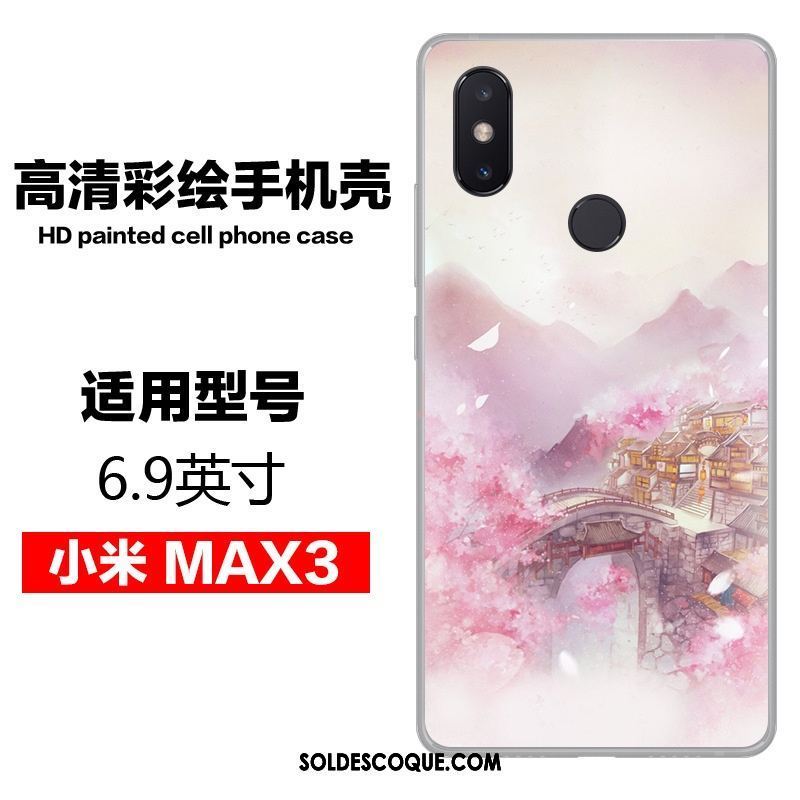 Coque Xiaomi Mi Max 3 Peinture Petit Téléphone Portable Bleu Fluide Doux Pas Cher