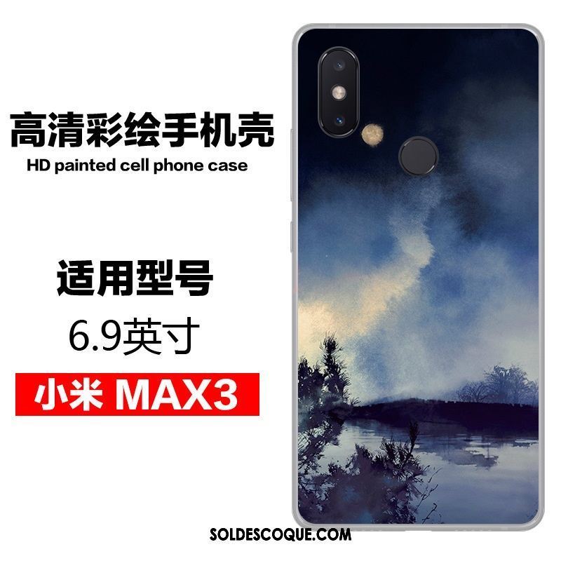 Coque Xiaomi Mi Max 3 Peinture Petit Téléphone Portable Bleu Fluide Doux Pas Cher