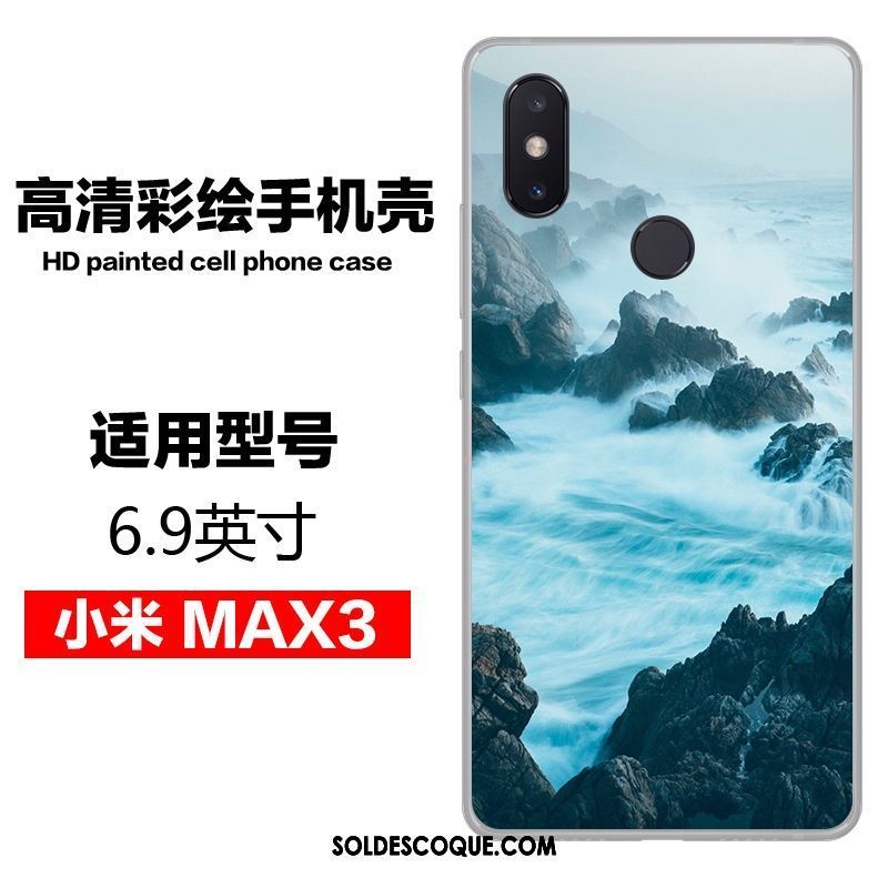 Coque Xiaomi Mi Max 3 Peinture Petit Téléphone Portable Bleu Fluide Doux Pas Cher