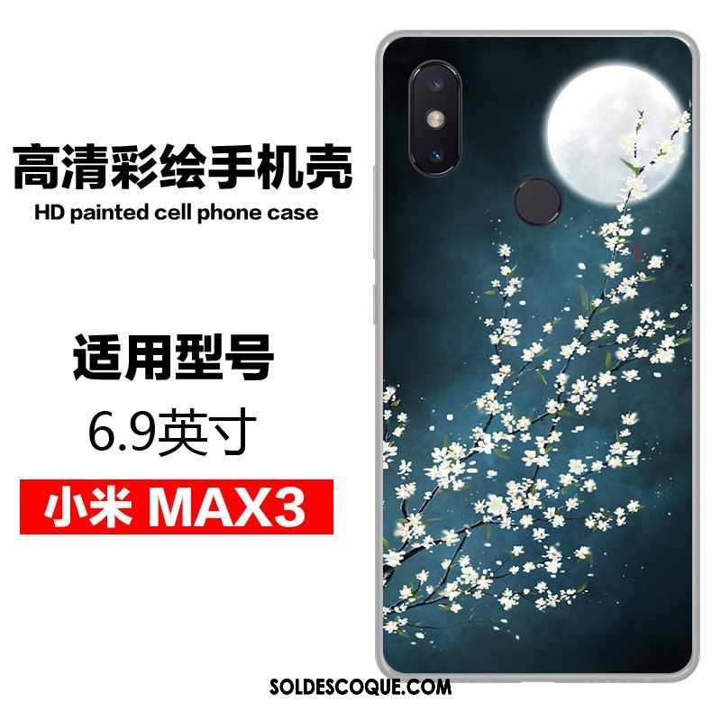 Coque Xiaomi Mi Max 3 Peinture Petit Téléphone Portable Bleu Fluide Doux Pas Cher
