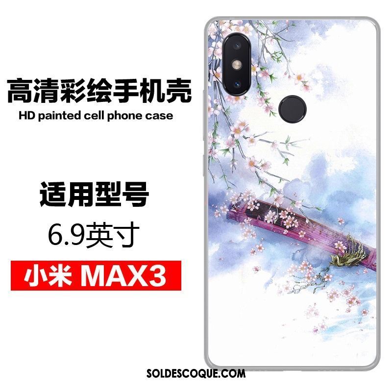 Coque Xiaomi Mi Max 3 Peinture Petit Téléphone Portable Bleu Fluide Doux Pas Cher