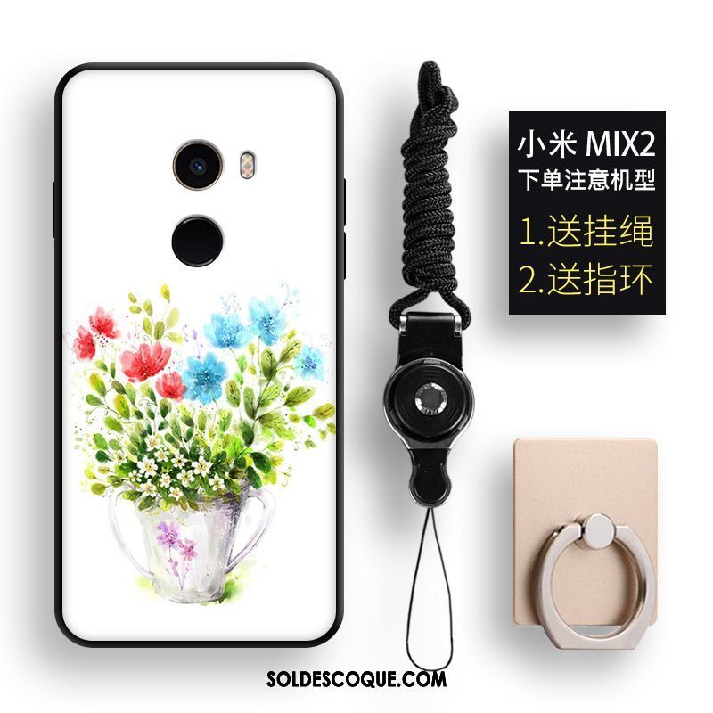 Coque Xiaomi Mi Mix 2 Loup Blanc Fleur Téléphone Portable Ornements Suspendus En Ligne