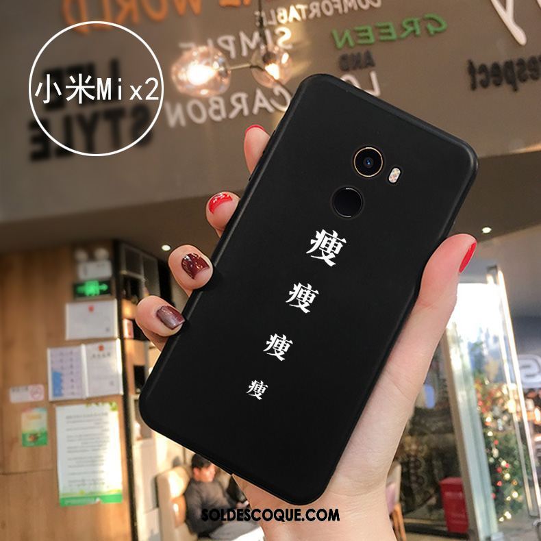 Coque Xiaomi Mi Mix 2 Noir Simple Téléphone Portable Personnalité Étui Soldes