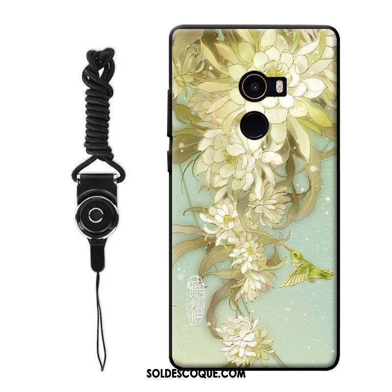 Coque Xiaomi Mi Mix 2 Téléphone Portable Vert Personnalité Fleur Incassable Pas Cher