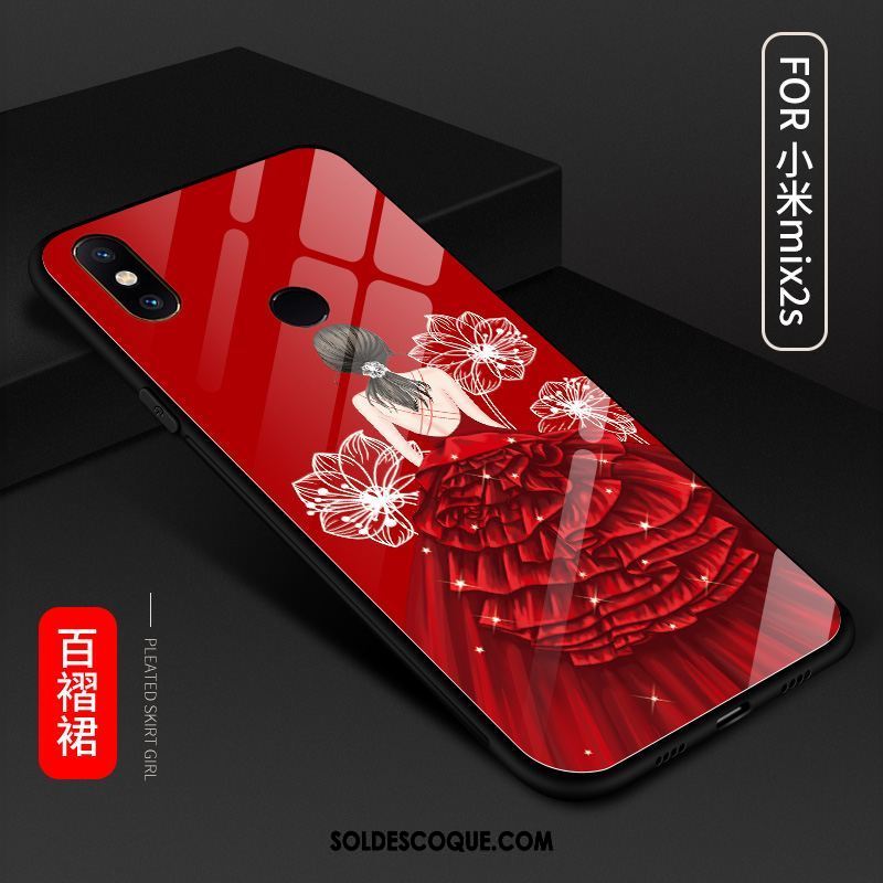 Coque Xiaomi Mi Mix 2s Miroir Verre Tempérer Tendance Noir Soldes