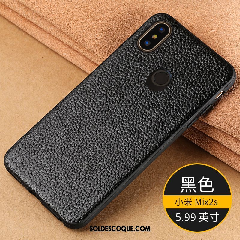 Coque Xiaomi Mi Mix 2s Nouveau Cuir Véritable Tendance Étui Noir Soldes