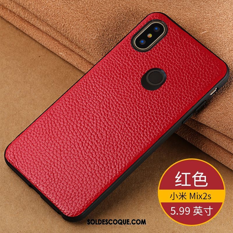 Coque Xiaomi Mi Mix 2s Nouveau Cuir Véritable Tendance Étui Noir Soldes