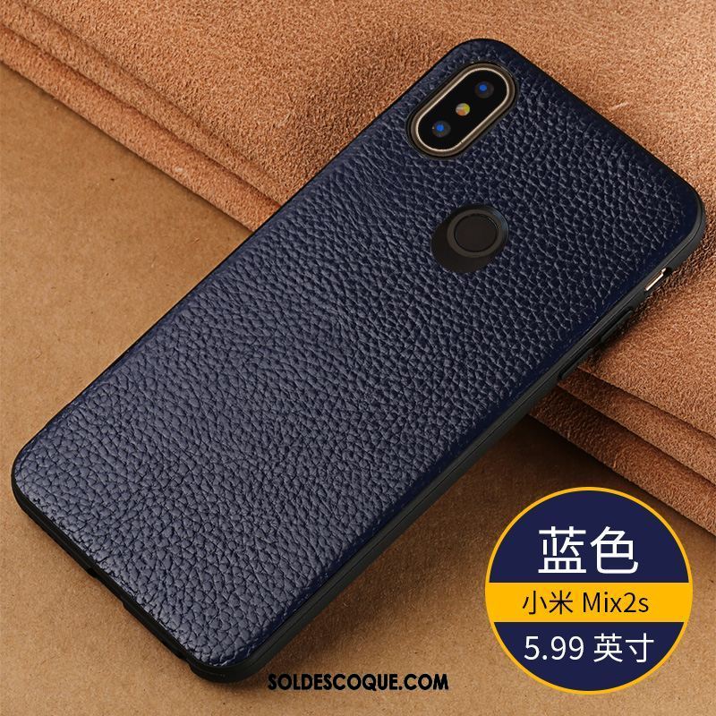 Coque Xiaomi Mi Mix 2s Nouveau Cuir Véritable Tendance Étui Noir Soldes