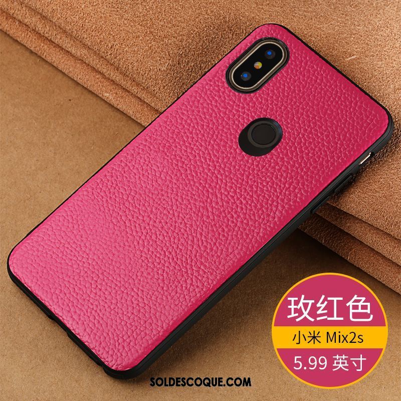 Coque Xiaomi Mi Mix 2s Nouveau Cuir Véritable Tendance Étui Noir Soldes