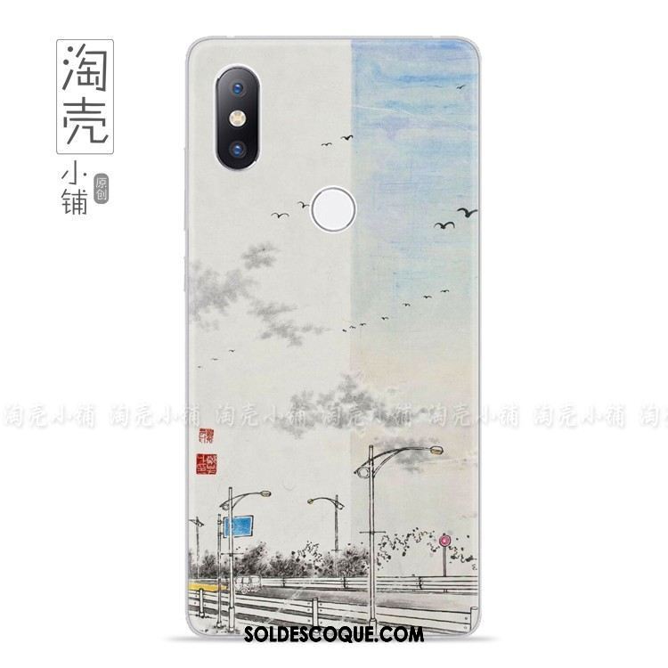 Coque Xiaomi Mi Mix 2s Peinture À L'encre Paysage Téléphone Portable Protection Simple Soldes