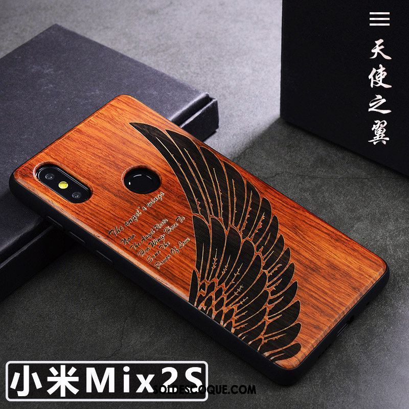 Coque Xiaomi Mi Mix 2s Simple Protection Incassable Téléphone Portable Bois Massif En Vente