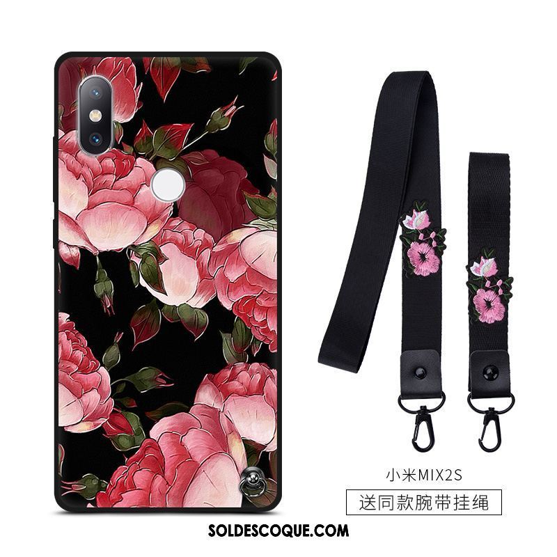 Coque Xiaomi Mi Mix 2s Téléphone Portable Incassable Fleur Fluide Doux Rouge Soldes