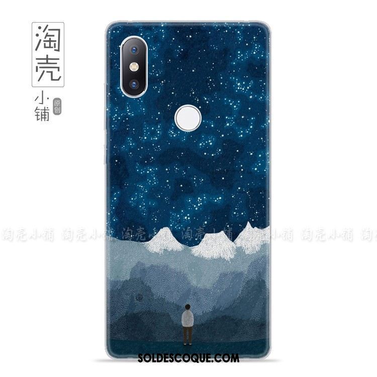 Coque Xiaomi Mi Mix 2s Univers Créatif Petit Protection Bleu Marin Housse Pas Cher