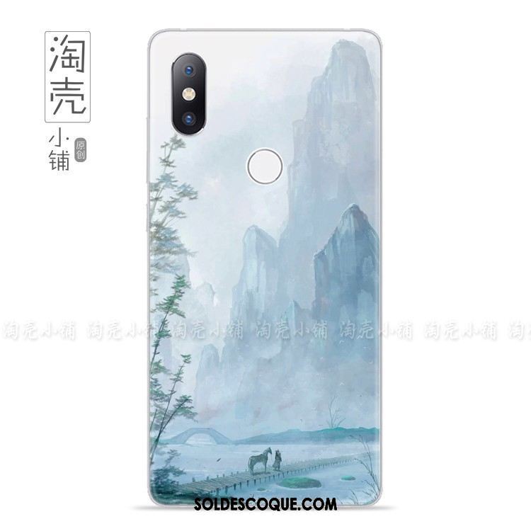 Coque Xiaomi Mi Mix 2s Vintage Téléphone Portable Créatif Très Mince Bleu Soldes