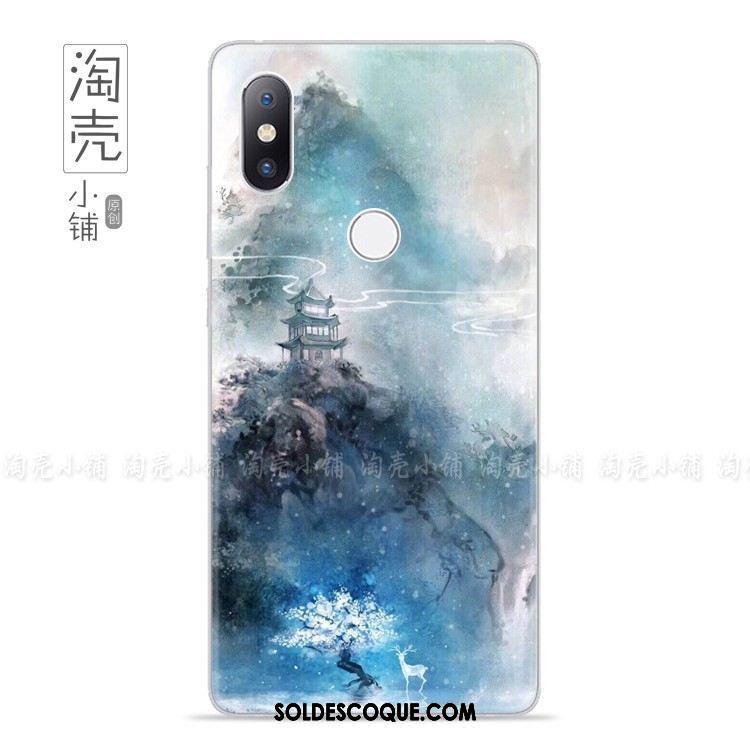 Coque Xiaomi Mi Mix 2s Vintage Téléphone Portable Créatif Très Mince Bleu Soldes