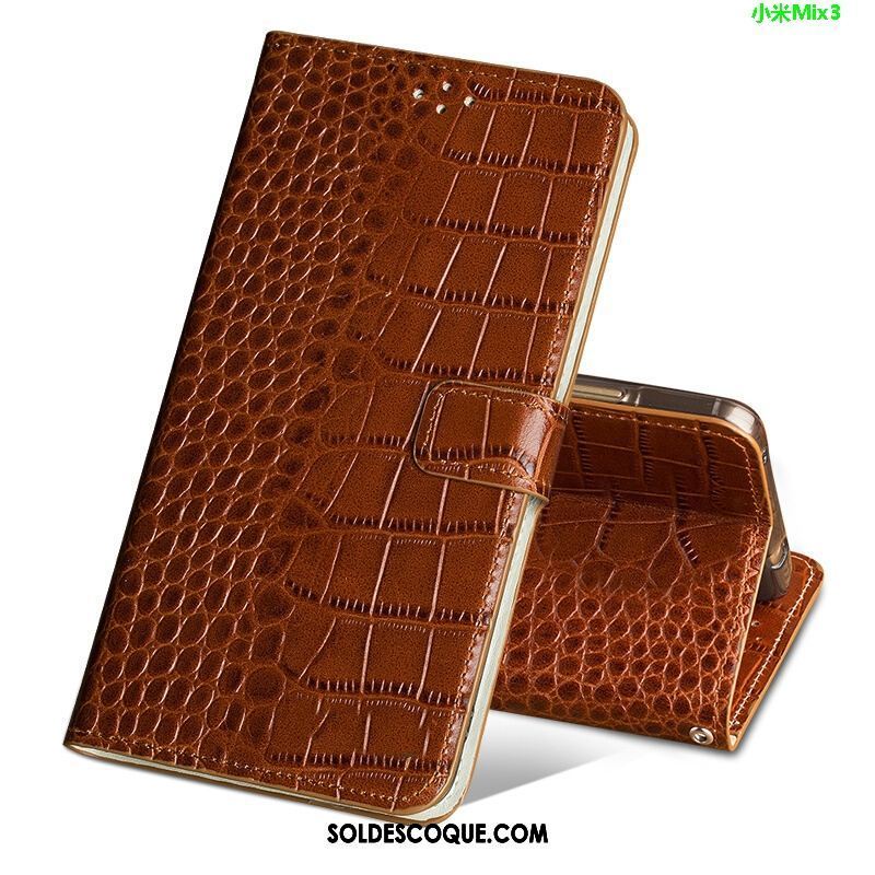 Coque Xiaomi Mi Mix 3 Boucle Magnétique Crocodile Petit Protection Rouge Housse Soldes