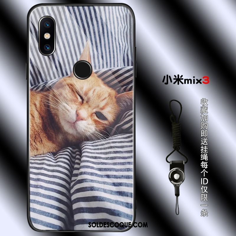 Coque Xiaomi Mi Mix 3 Étui Incassable Verre Marque De Tendance Chat Soldes