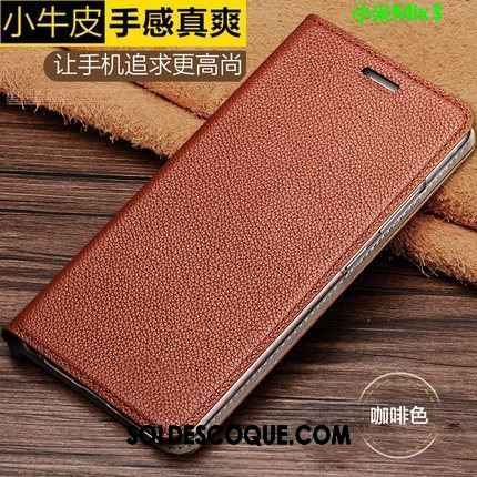 Coque Xiaomi Mi Mix 3 Étui Litchi Petit Noir Protection Pas Cher