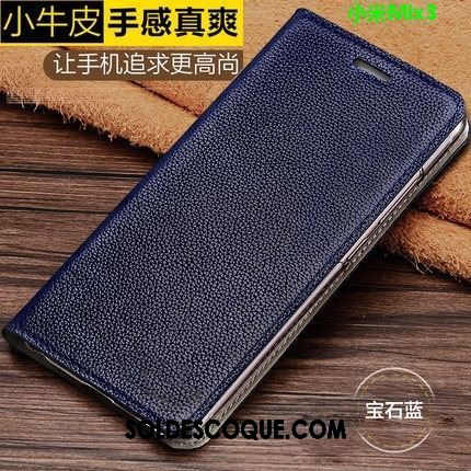 Coque Xiaomi Mi Mix 3 Étui Litchi Petit Noir Protection Pas Cher