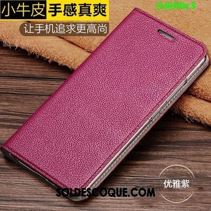 Coque Xiaomi Mi Mix 3 Étui Litchi Petit Noir Protection Pas Cher