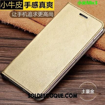 Coque Xiaomi Mi Mix 3 Étui Litchi Petit Noir Protection Pas Cher