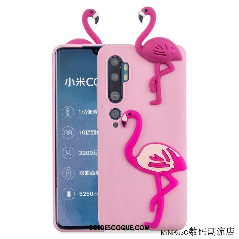 Coque Xiaomi Mi Note 10 Fluide Doux Petit Rose Dessin Animé Téléphone Portable Soldes