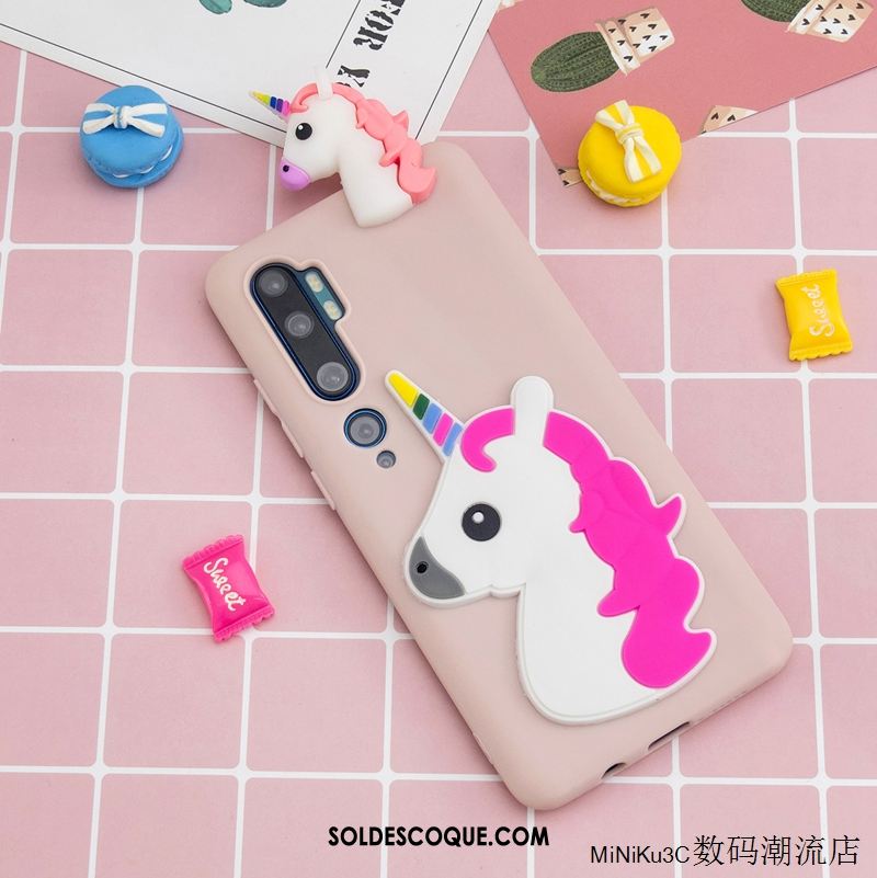 Coque Xiaomi Mi Note 10 Fluide Doux Petit Rose Dessin Animé Téléphone Portable Soldes