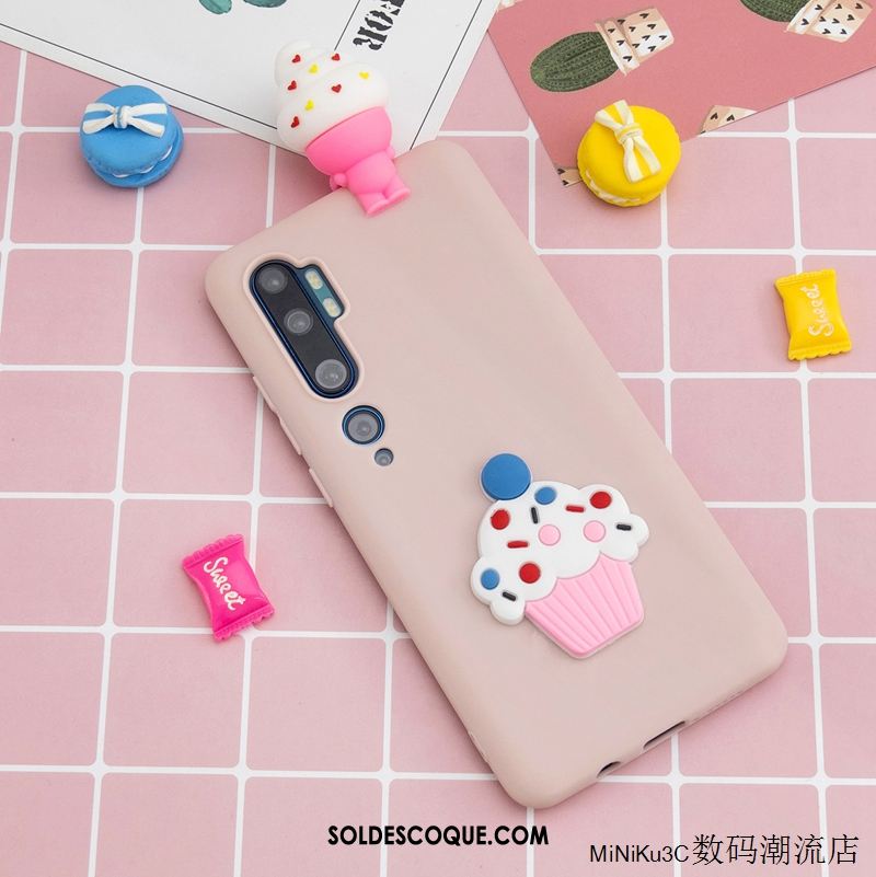 Coque Xiaomi Mi Note 10 Fluide Doux Petit Rose Dessin Animé Téléphone Portable Soldes