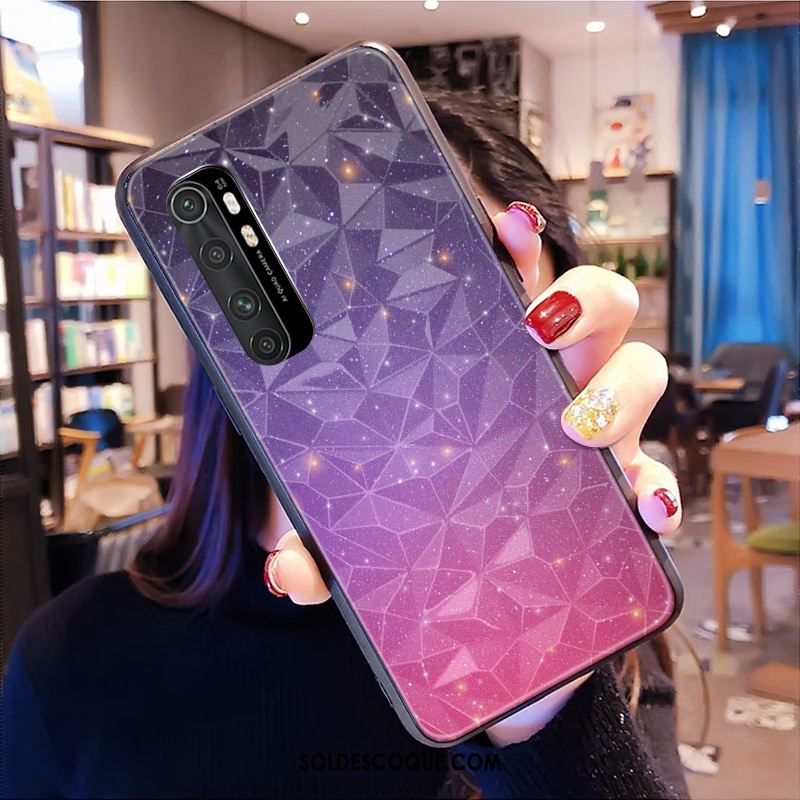 Coque Xiaomi Mi Note 10 Lite Personnalisé Modèle Fleurie Losange Violet Étui Housse Pas Cher