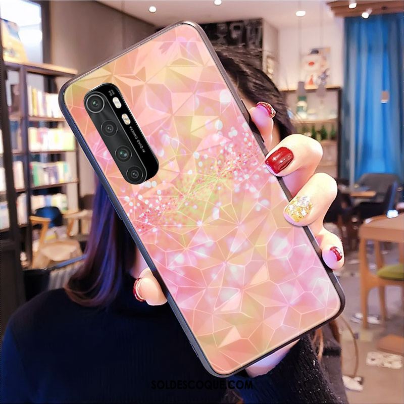 Coque Xiaomi Mi Note 10 Lite Personnalisé Modèle Fleurie Losange Violet Étui Housse Pas Cher