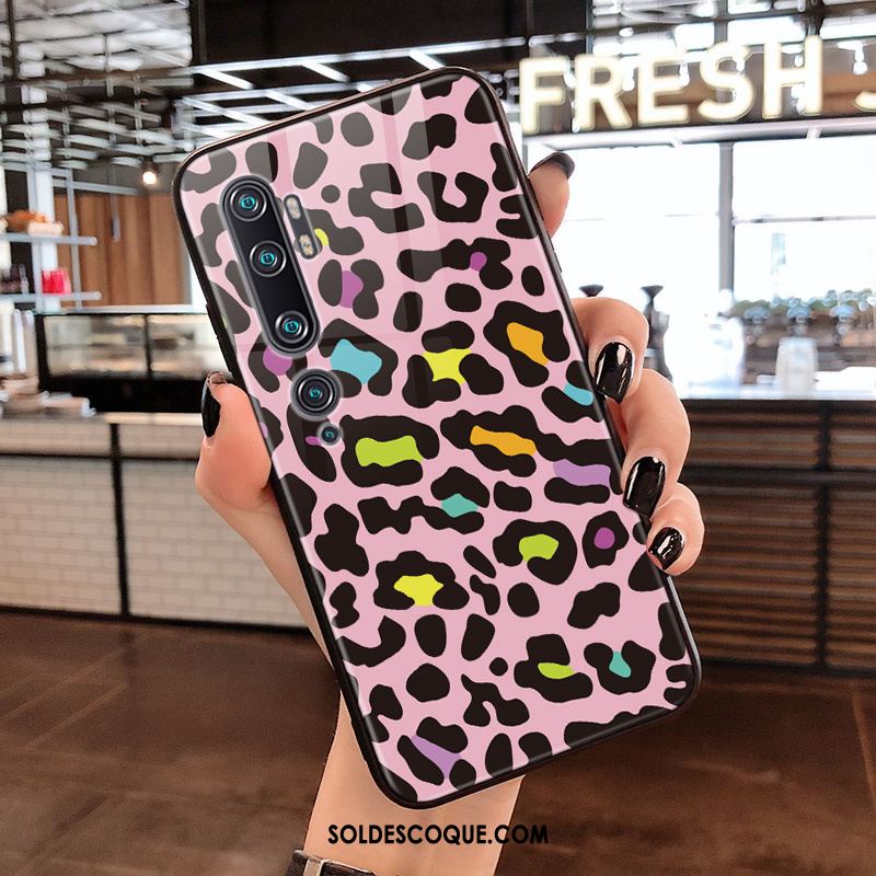 Coque Xiaomi Mi Note 10 Léopard Verre Petit Personnalité Créatif Housse Pas Cher