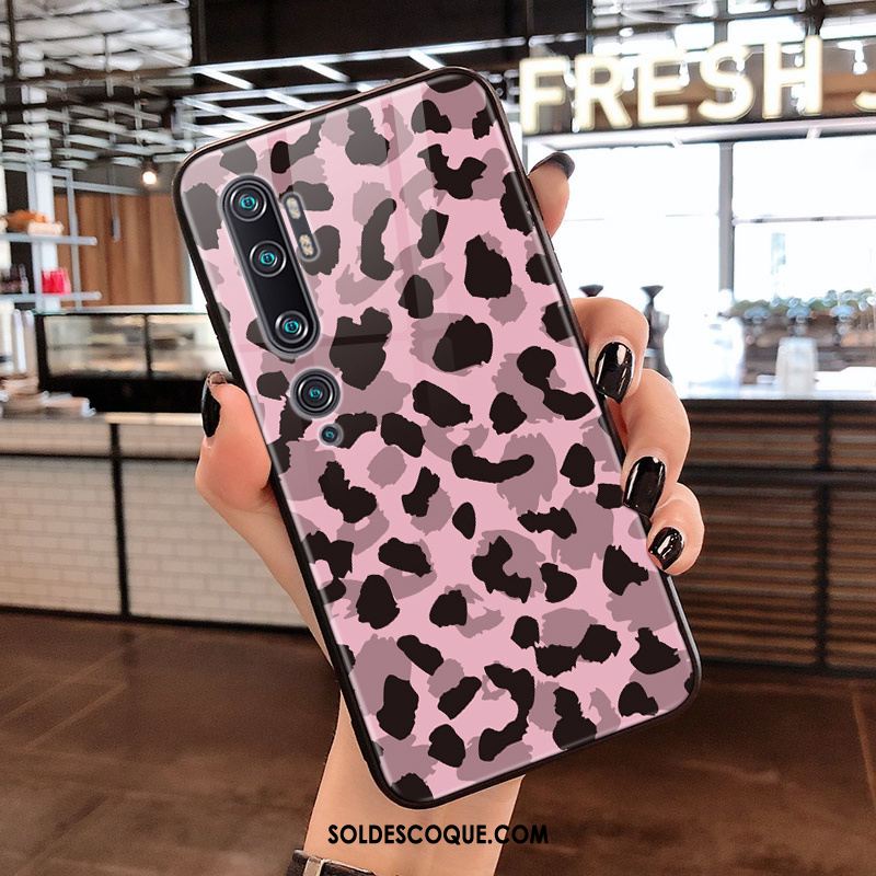 Coque Xiaomi Mi Note 10 Léopard Verre Petit Personnalité Créatif Housse Pas Cher