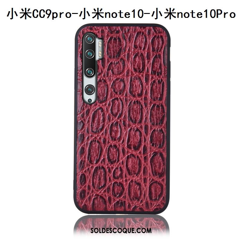 Coque Xiaomi Mi Note 10 Petit Couvercle Arrière Rouge Cuir Tout Compris Soldes