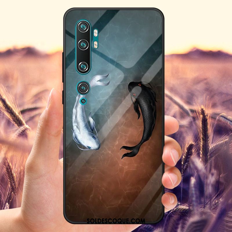 Coque Xiaomi Mi Note 10 Téléphone Portable Dessin Animé Bleu Marin Verre Trempé Marque De Tendance En Ligne