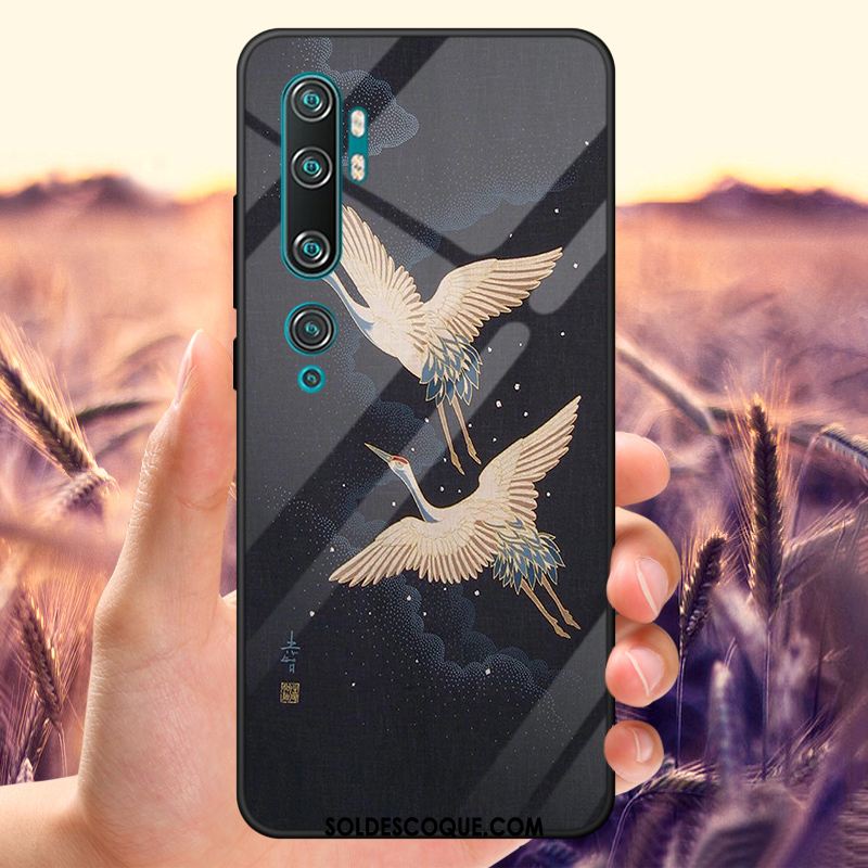 Coque Xiaomi Mi Note 10 Téléphone Portable Dessin Animé Bleu Marin Verre Trempé Marque De Tendance En Ligne