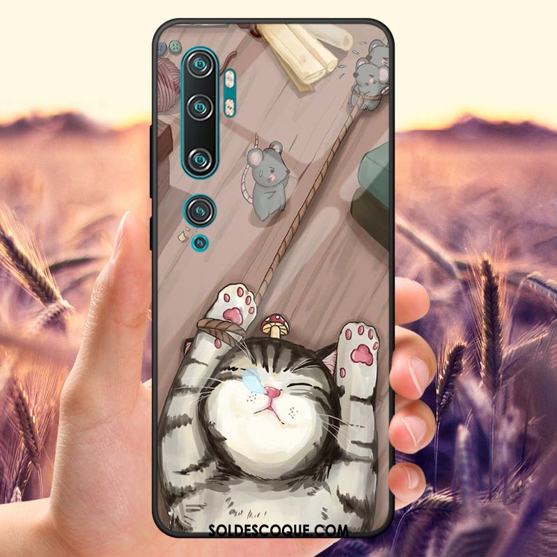 Coque Xiaomi Mi Note 10 Téléphone Portable Dessin Animé Bleu Marin Verre Trempé Marque De Tendance En Ligne