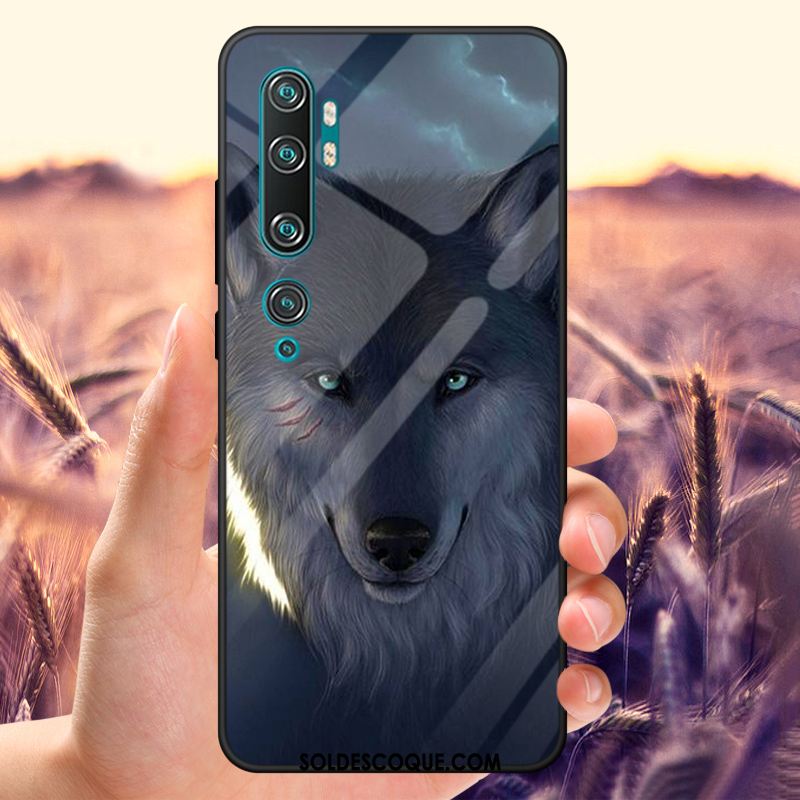 Coque Xiaomi Mi Note 10 Téléphone Portable Dessin Animé Bleu Marin Verre Trempé Marque De Tendance En Ligne