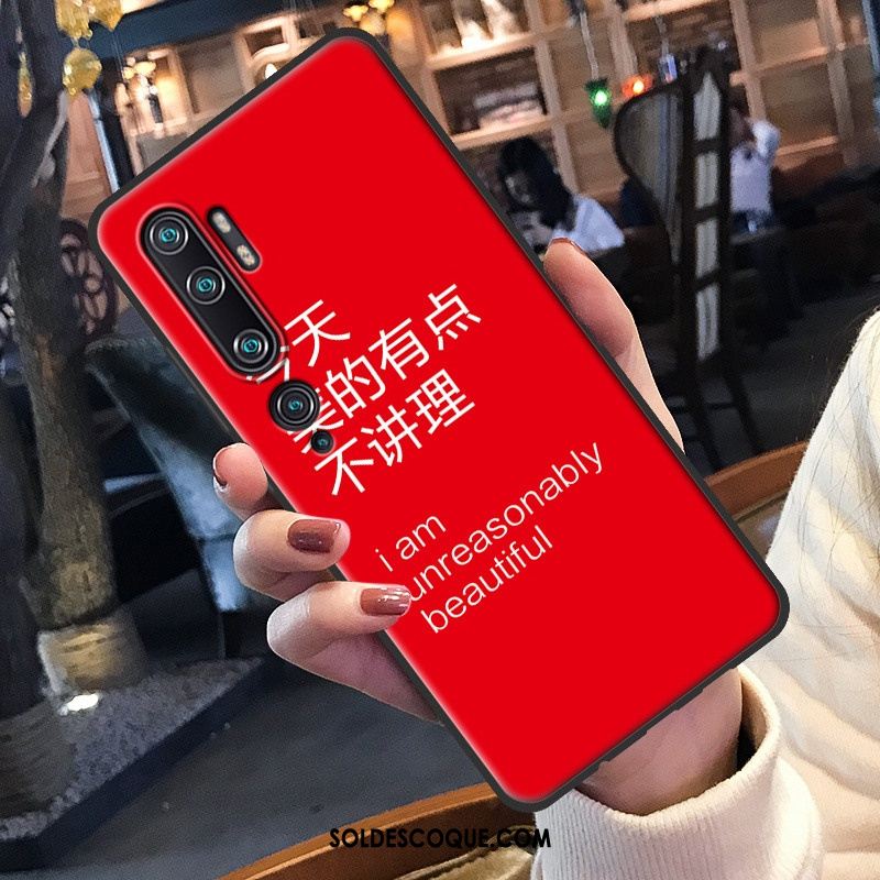 Coque Xiaomi Mi Note 10 Téléphone Portable Net Rouge Petit Fluide Doux Noir En Vente