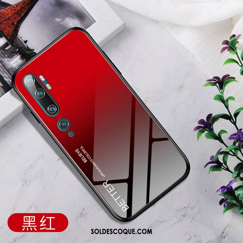Coque Xiaomi Mi Note 10 Verre Tempérer Net Rouge Téléphone Portable Incassable En Ligne