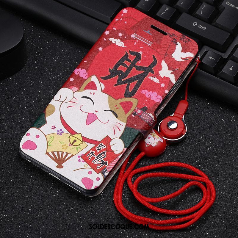 Coque Xiaomi Redmi 5 Clamshell Étui En Cuir Rouge Dessin Animé Protection Pas Cher