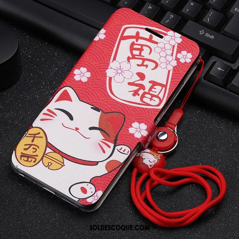 Coque Xiaomi Redmi 5 Clamshell Étui En Cuir Rouge Dessin Animé Protection Pas Cher