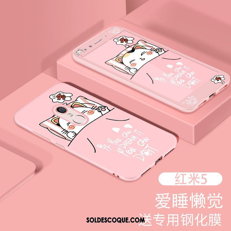 Coque Xiaomi Redmi 5 Incassable Tempérer Protection Rose Membrane Pas Cher