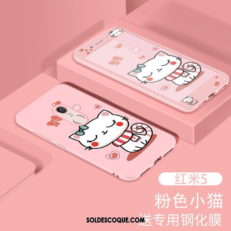 Coque Xiaomi Redmi 5 Incassable Tempérer Protection Rose Membrane Pas Cher