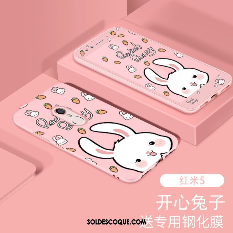 Coque Xiaomi Redmi 5 Incassable Tempérer Protection Rose Membrane Pas Cher