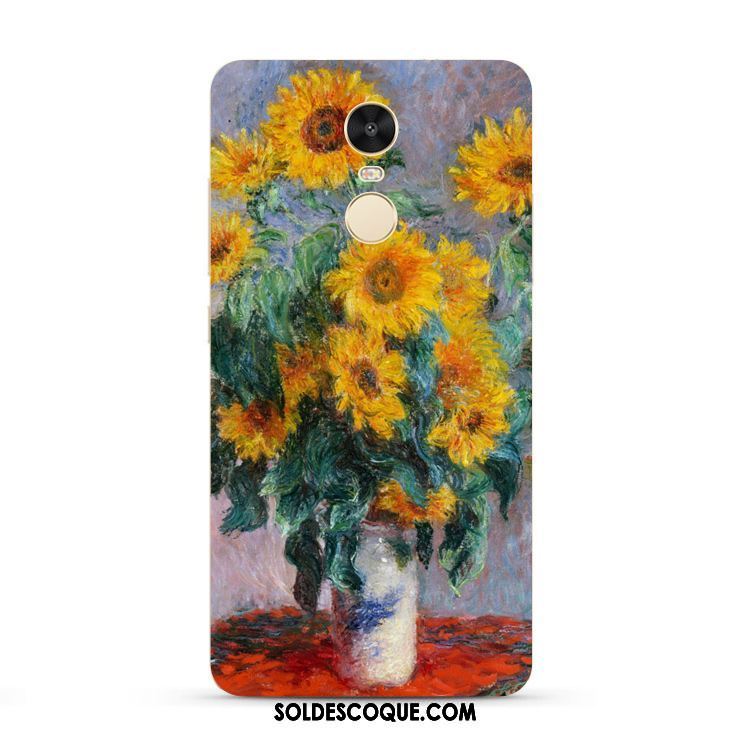 Coque Xiaomi Redmi 5 Plus Fleurs Peinture À L'huile Tournesol Petit Rouge En Ligne