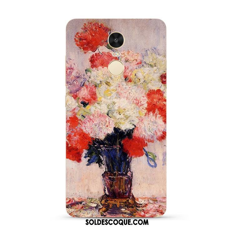 Coque Xiaomi Redmi 5 Plus Fleurs Peinture À L'huile Tournesol Petit Rouge En Ligne